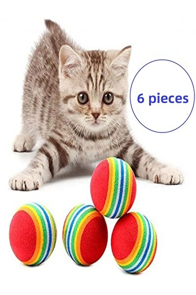 Özasya AVM 6 PCS Rainbow Color Cat Dog Play Ball