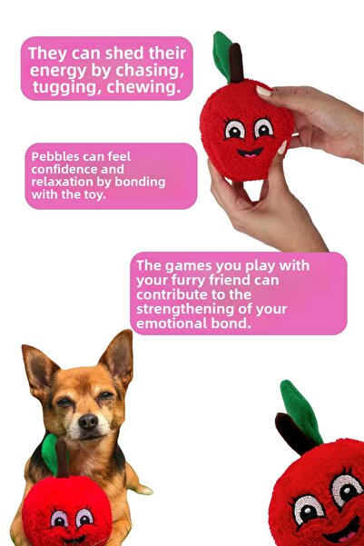 Havhav Cute Red Apple Plush Dog Toy Rustle Sound Dog Play Ball