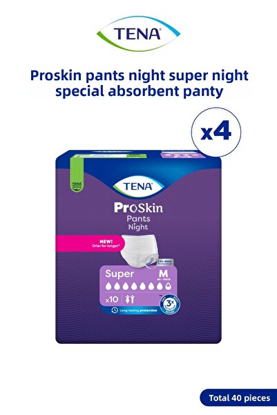 TENA Proskin Pants Night Medium Size Super Absorbent Panties for Night 10 Pie...