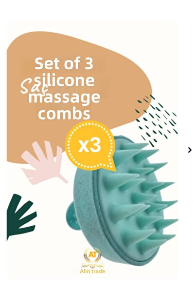 çeçem ticaret 3 قطع مشط تدليك جلدي ناعم من السيليكون