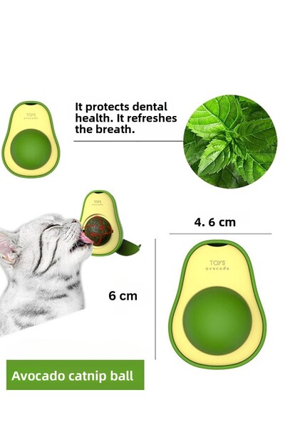 Miyav Avocado Shaped Cat Licking Ball with Edible Natural Catnip - Cat Herb Play Ball