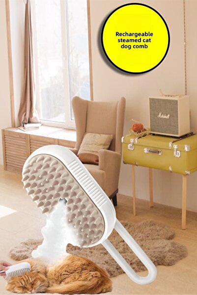 TOYFEST Soft Silicone Handle Steam Cat Comb, Steam Cat & Dog Washing Brush Comb