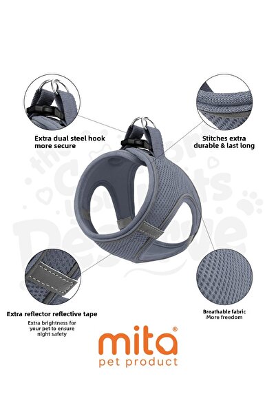 Mita Air Mesh Cat Dog Chest Collar Double Reflective, Anti-Sweat Collar