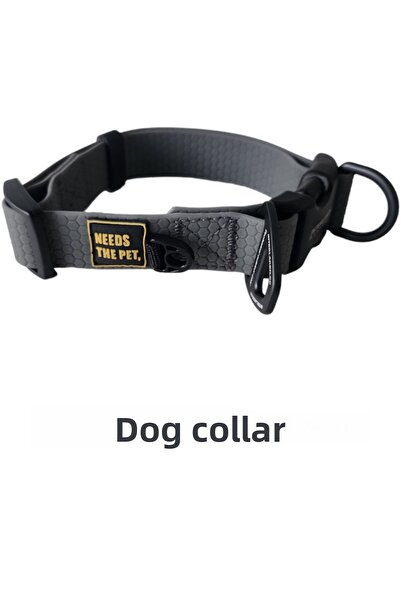INTERLAKEN Waterproof Sturdy D-ring Gray Dog Neck Collar - Medium