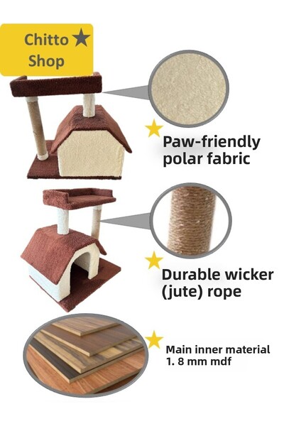 KRT Chitto Cat House and Scratching Post – 2-Tier Comfort Playpen