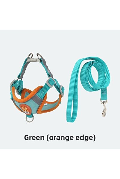 Choice سترة صدرية من جلد الغزال للحيوانات الأليفة باللون الأخضر (حافة برتقالي...