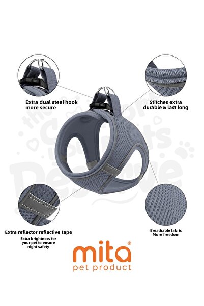 MITA Air Mesh Cat Dog Chest Collar Double Reflective, Anti-Sweat Collar