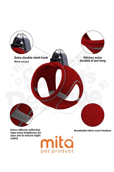 Mita Air Mesh Cat Dog Chest Collar Double Reflective, Anti-Sweat Collar