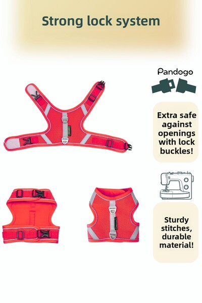 Pandogo طوق للقطط، طوق للسفر على الصدر، مع حزام طويل، مقاس S