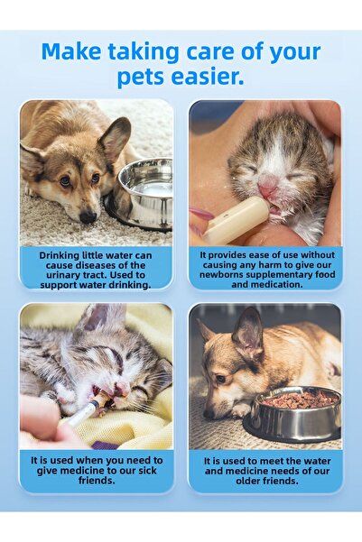 ATA HOME 2 PCS Silicone Tip Cat Dog Feeding and Medicine Feeding Apparatus - Food and Syringe