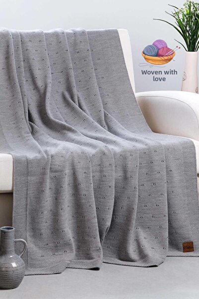DALİSA Drop Openwork Pattern Knitwear Knitted Breathable Tv Blanket, Seat Cover