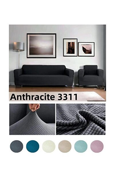 seltenet Set de canapele cu model pătrat, elastic și lavabil - 3+3+1+1 husă pentru scaun