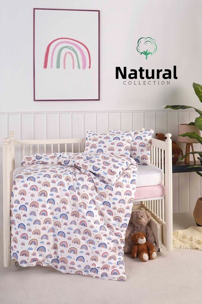 Naturel Collection طقم سرير أطفال مقاوم للسوائل مع مرتبة وملاءات مطاطية بسحاب...