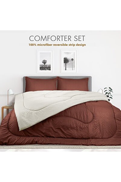 Hotel Linen Klub Stripe Reversible  Comforter Set- Ultra Soft  Microfiber Fabric, Soft Siliconized Fiber Filling