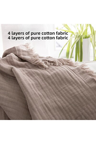 Evlen Home Collection 100% Cotton Double Muslin Bedspread 4 Layer Soft Blanket Muslin Pique Set 3 Pieces