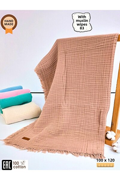 Tomuycuk 4 Layer Muslin Baby Blanket - Natural Organic Sleeping Towel 100X120Cm