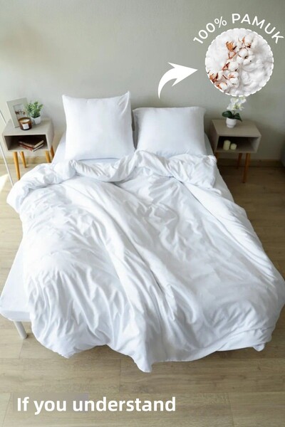 Anılsan Lenjerie de pat alb simplu, cu un singur cearșaf de pat, set de husă ...