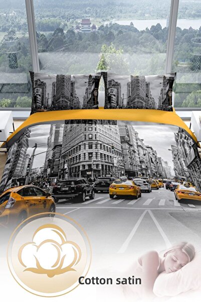 PerlaSera Σετ Παπλωματοθήκης Ταξί 3d Cotton Satin Διπλό