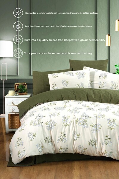 Mürdüm Home Sada 100% bavlněných povlaků na přikrývku Piteya s prostěradly