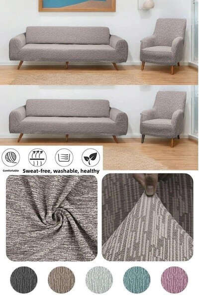 Home Elastic Washable Jacquard Seat Cover Set - 2X3, 2X1