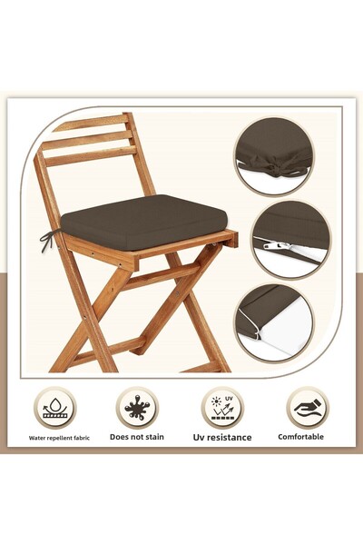 Evim Canvas 4-Piece Dark Brown Liquid-Proof Stain-Proof Zippered Lace-Up Chair Cushion 40 X 40 cm
