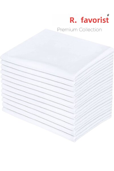 FAVORİST FAVORIST 50x70 Λευκή Βαμβακερή Μαξιλαροθήκη - Σετ 10 με Φερμουάρ και Εσωτερική Επένδυση