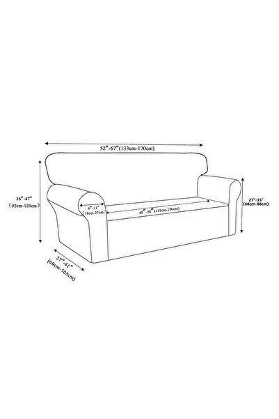 intil Armchair Cover Sofa Cover Two-Seater Sofa Cover 1 Piece Anthracite Color Sofa Cover