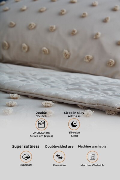 Evlen Home Collection Cotton Bedspread Set - Casualdouble Emmy Boho 3 Piece Tufting with Filling