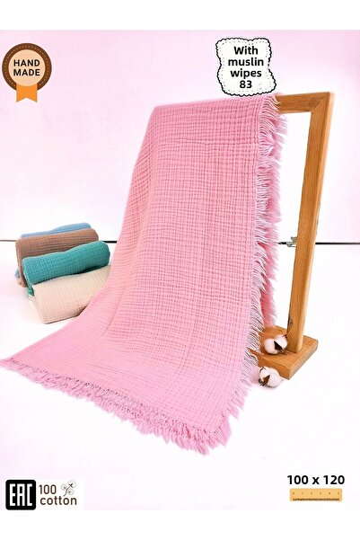 Tomuycuk Pink Muslin Baby Blanket and Natural Organic Sleeping Towel - 100X120Cm Seasonal