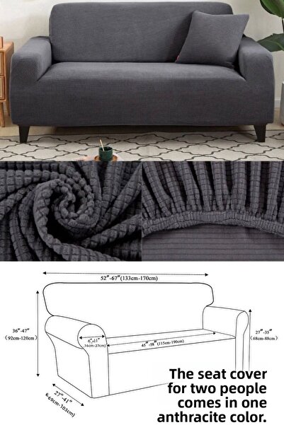 intil Armchair Cover Sofa Cover Two-Seater Sofa Cover 1 Piece Anthracite Color Sofa Cover