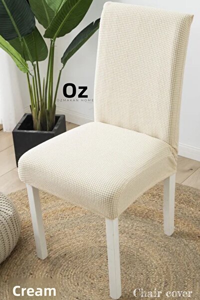 ÖZMAKAN Κρεμ - 1 ελαστικό κάλυμμα και κάλυμμα καρέκλας Lycra που πλένεται