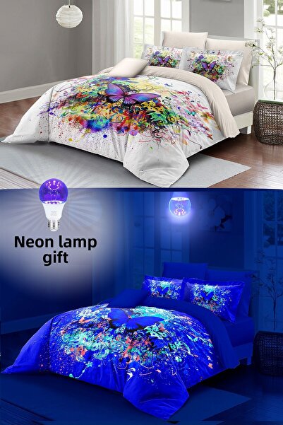 MonoHome Neon Highlighter Duvet Cover Set (with Tire Sheets) Double 100% Cott...