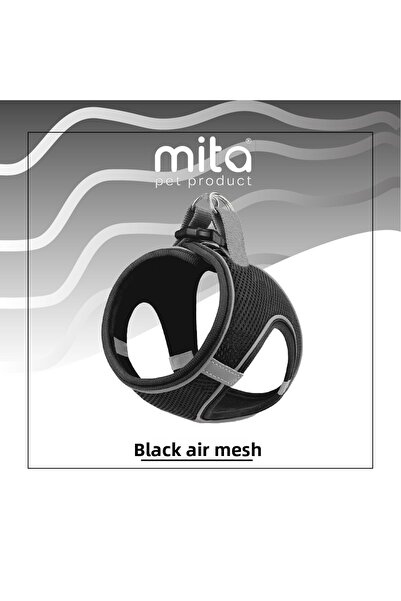 Mita Pet طوق Mita Air Mesh للقطط والكلاب عاكس مزدوج، مضاد للتعرق أسود/أسود 2xs