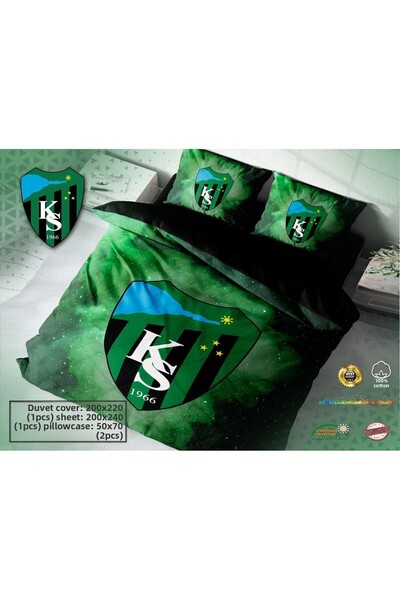 Cix Spor طقم غطاء لحاف مزدوج مرخص من Kocaelispor باللون الأخضر والأسود