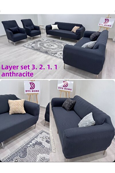 dyg home Set husă scaun din Lycra 3 2 1 1. Set de huse pentru scaune cu model...