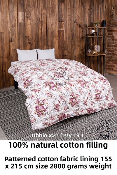 Foçatex لحاف قطن مفرد ملون 100% قطن طبيعي 155 × 215 مقاس 2800 جرام