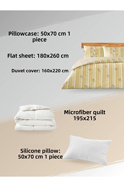 Taç Carlise Ranforce Orange Single Duvet Cover + Quilt + Silicone Pillow