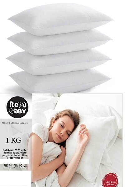RevuBaby 50x70 Perna din silicon Perna de familie Microfibra Antialergica 950gr 4 Bucati