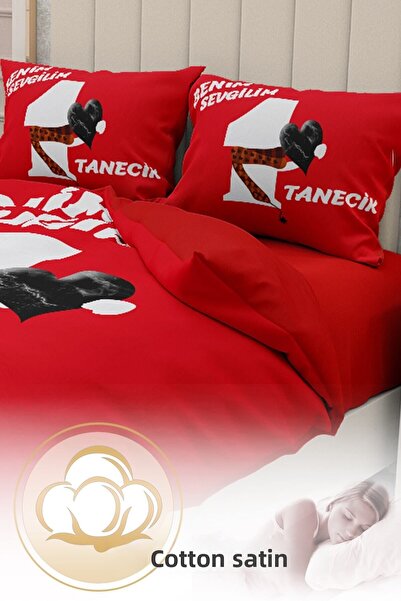 MonoHome King Size Double Duvet Cover Set for Valentine's Day - 100% Cotton Satin, 220X240Cm