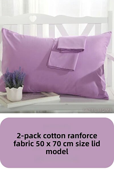 LATTE TEKSTİL غطاء وسادة قطني أرجواني من Ranforce - عبوة من قطعتين مقاس 50x70 سم