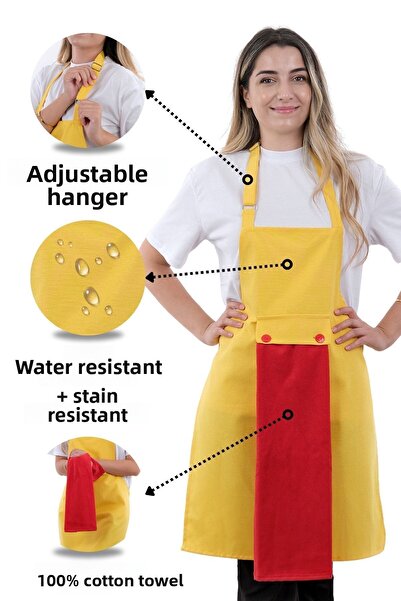 sevilya طقم مريلة مطبخ قابلة للتعديل على شكل نجمة مع منشفة