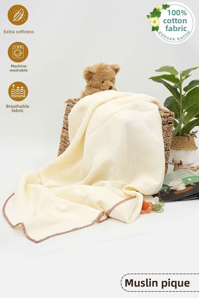 mordesign بطانية أطفال 4 طبقات 100% قطن موسلين - بطانية موسلين 100x120 سم، قماط حديثي الولادة، سلسلة ناعمة
