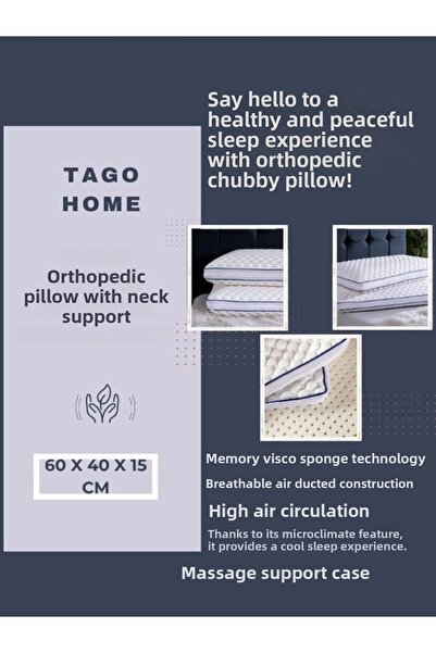 Tago Home Pernă Visco Aircomfort cu aer condiționat plin de colagen (60X40X15...