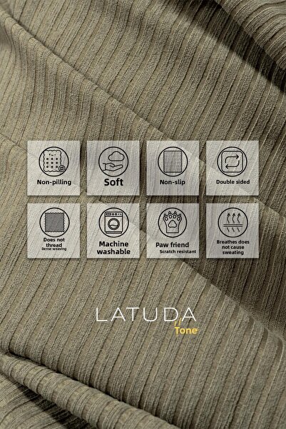 Latuda Home Калъф за диван от шенил кордура минималистичен - 175x300 см голям, двустранен, неплъзгащ се, не изпотява капучино