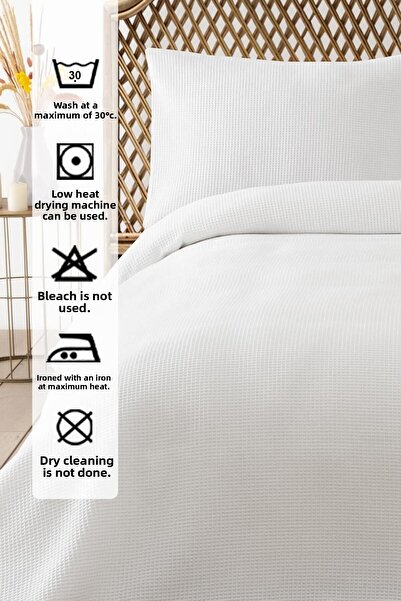 Denizli Concept مجموعة وافل بيكيه فردية باللون الأبيض