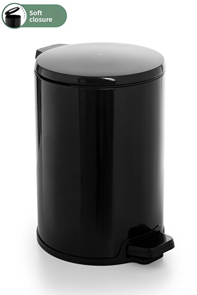 Prima Nova Cigo 12 Lt Black Trash Can - with Pedal, for Kitchen, Office