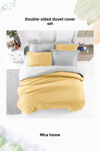 Mira Home Set cuvertură de pilota dublă din bumbac cu cearșaf elastic pe două...