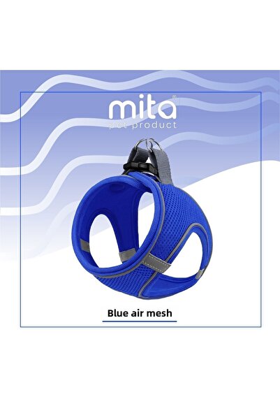 Mita Pet طوق Mita Air Mesh للقطط والكلاب عاكس مزدوج مضاد للعرق أزرق / أزرق 3xs