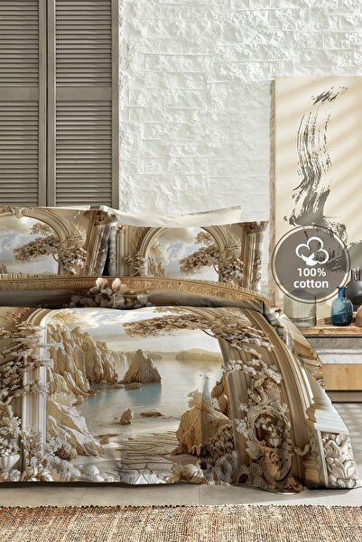 MonoHome 100% bumbac Ranforce Dowry Luxury 5d Digital Set de lenjerie de pat dublu Castel