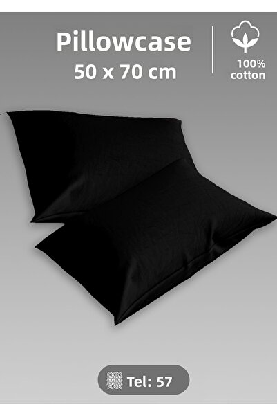 MonoHome Premium Black 2-Piece Pillowcase - 100% Cotton, Tight Woven